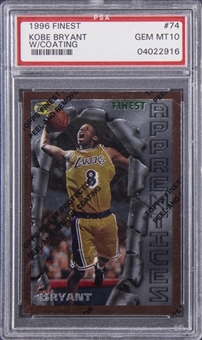 1996 Topps Finest #74 Kobe Bryant Rookie Card With Coating - PSA GEM MINT 10